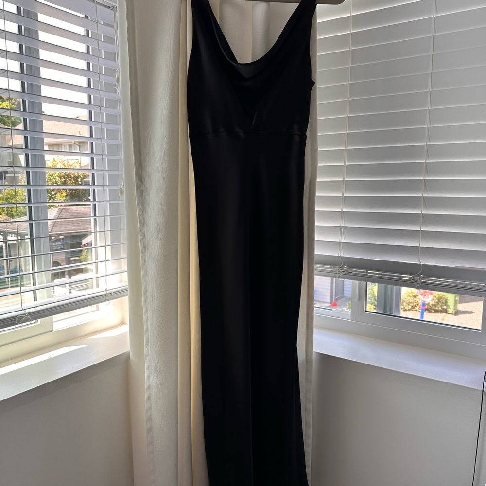 Dynamite Elegant Black Satin Midi Dress